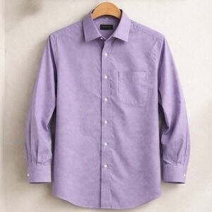 Jos A Bank Button Down Shirt Mens 17 32/33 Purple Excellent Tailored Fit Cotton
